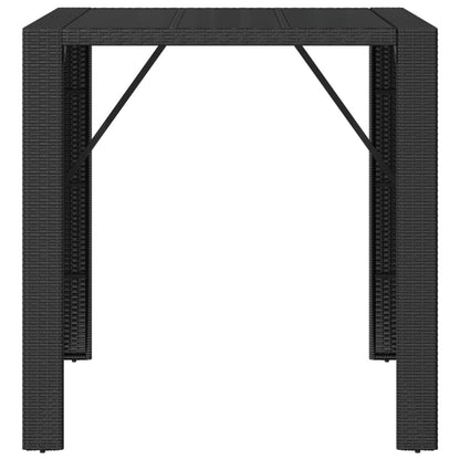 Tavolo Bar con Piano in Vetro Nero 105x80x110 cm Polyrattan - homemem39