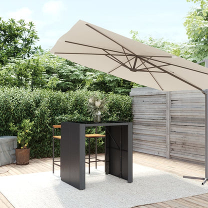 Tavolo Bar con Piano in Vetro Nero 105x80x110 cm Polyrattan - homemem39