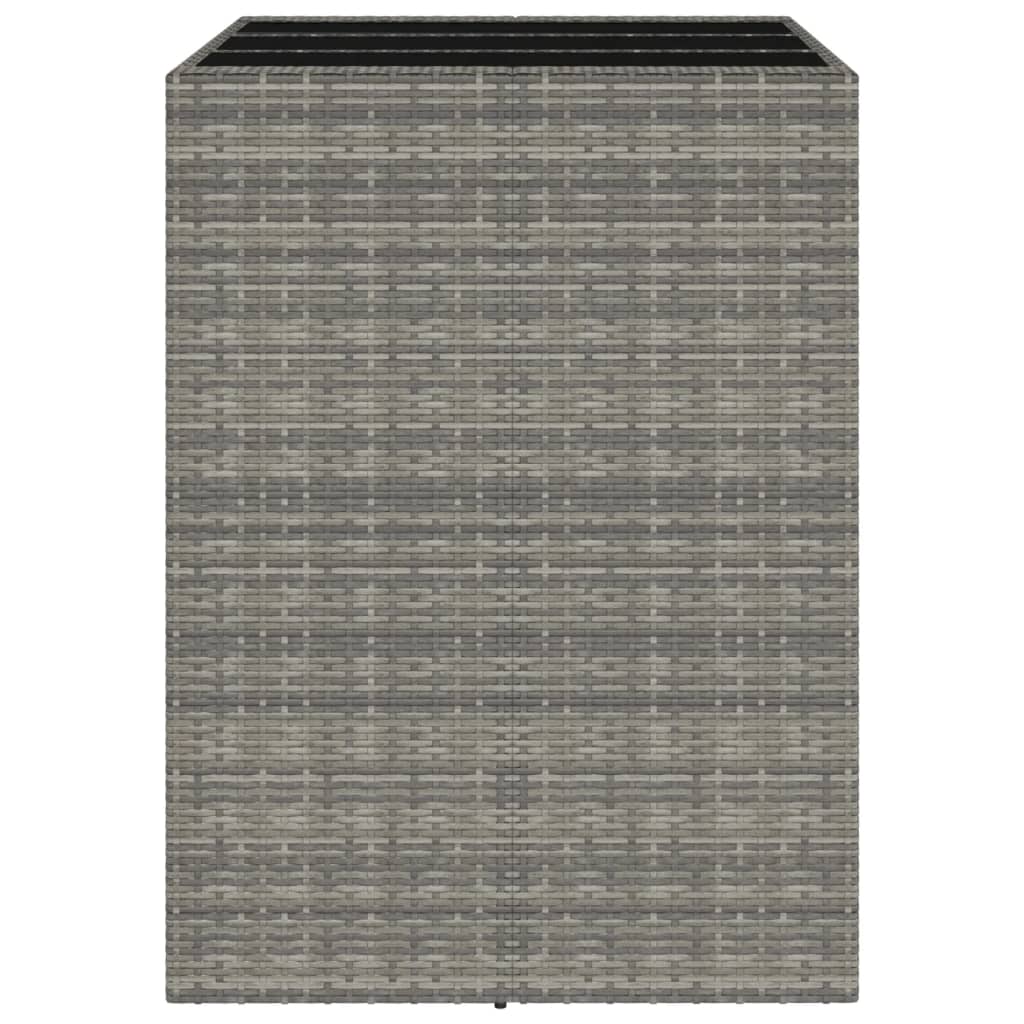 Tavolo da Bar con Piano in Vetro Grigio 105x80x110cm Polyrattan - homemem39