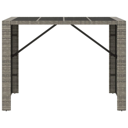 Tavolo da Bar con Piano in Vetro Grigio 145x80x110cm Polyrattan - homemem39