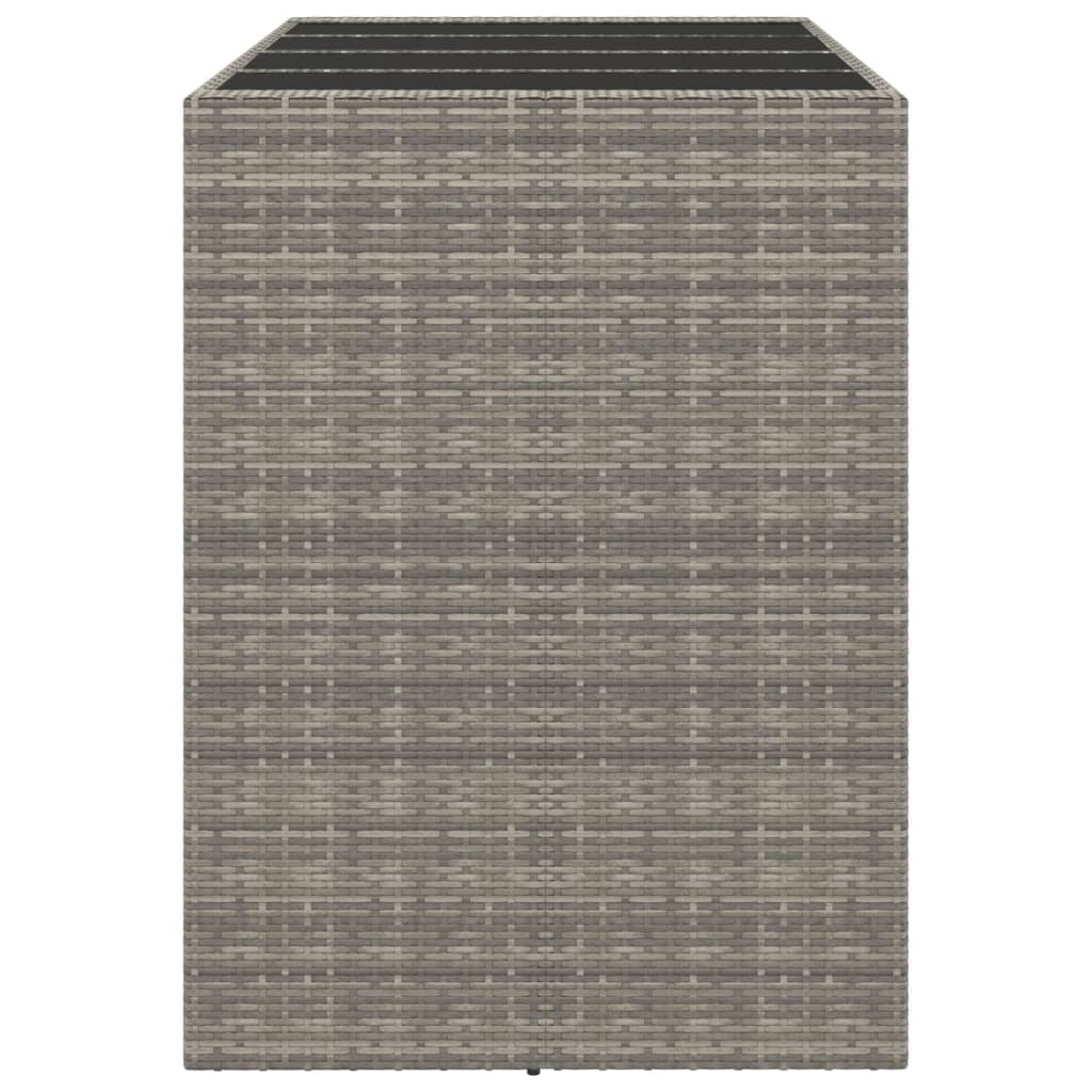 Tavolo da Bar con Piano in Vetro Grigio 145x80x110cm Polyrattan - homemem39