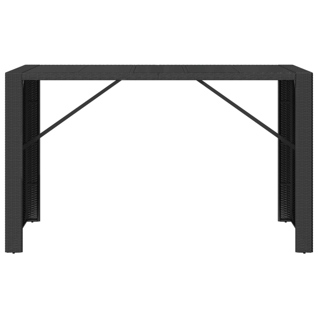 Tavolo da Bar con Piano in Vetro Nero 185x80x110 cm Polyrattan - homemem39