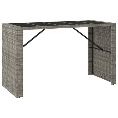 Tavolo da Bar con Piano in Vetro Grigio 185x80x110cm Polyrattan - homemem39