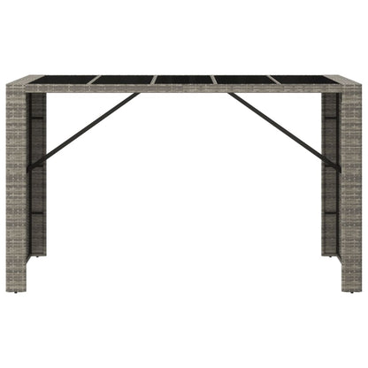 Tavolo da Bar con Piano in Vetro Grigio 185x80x110cm Polyrattan - homemem39