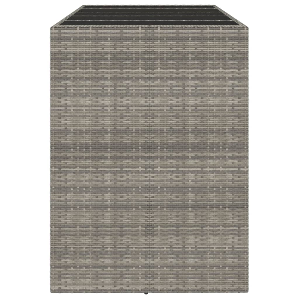 Tavolo da Bar con Piano in Vetro Grigio 185x80x110cm Polyrattan - homemem39