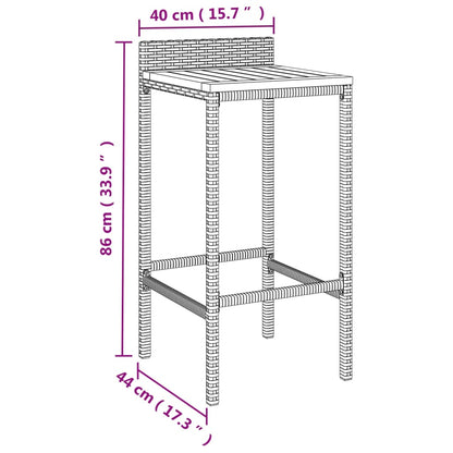 Sgabelli da Bar 2pz Grigi Polyrattan e Legno Massello di Acacia - homemem39