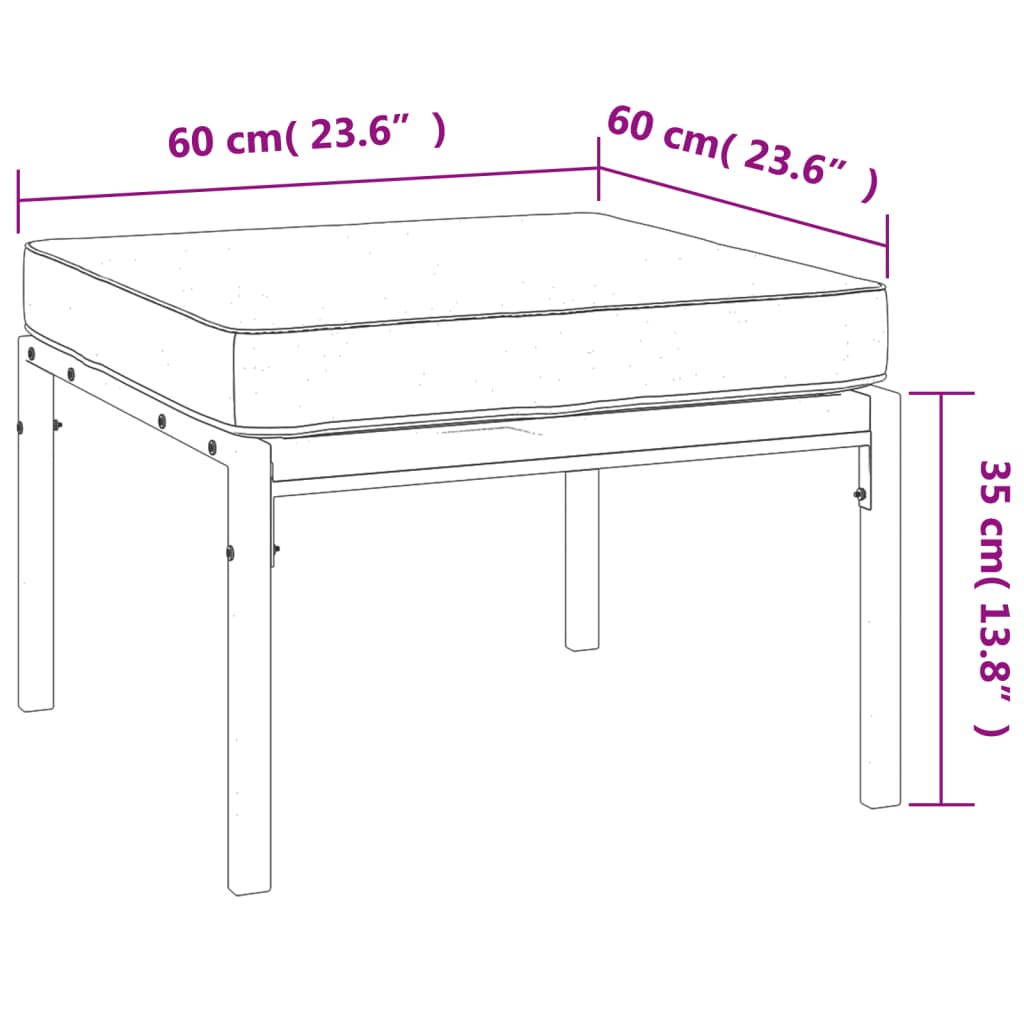 Poggiapiedi Giardino con Cuscini Sabbia 2pz 60x60x35 cm Acciaio - homemem39