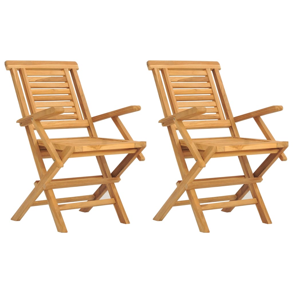 Sedie da Giardino Pieghevoli 2pz 56x63x90cm Legno Massello Teak - homemem39