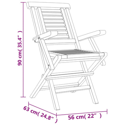 Sedie da Giardino Pieghevoli 2pz 56x63x90cm Legno Massello Teak - homemem39