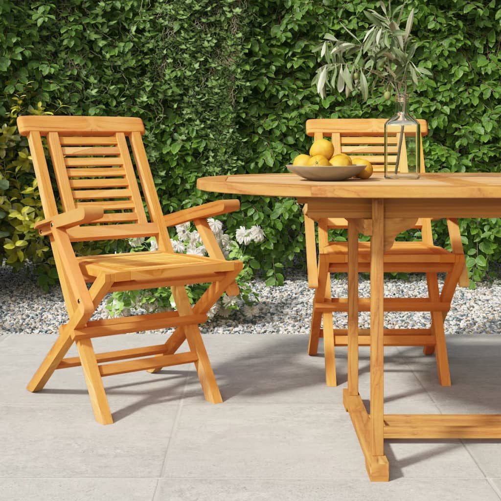 Sedie da Giardino Pieghevoli 2pz 56x63x90cm Legno Massello Teak - homemem39