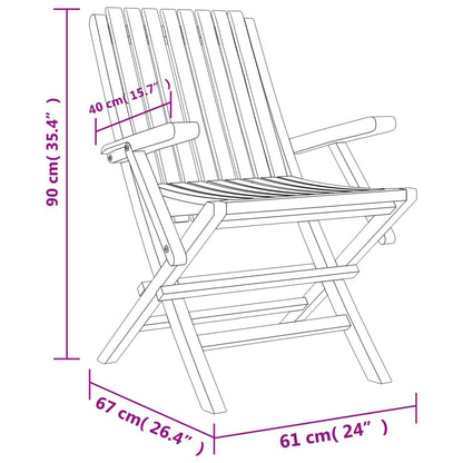 Sedie da Giardino Pieghevoli 2pz 61x67x90cm Legno Massello Teak - homemem39