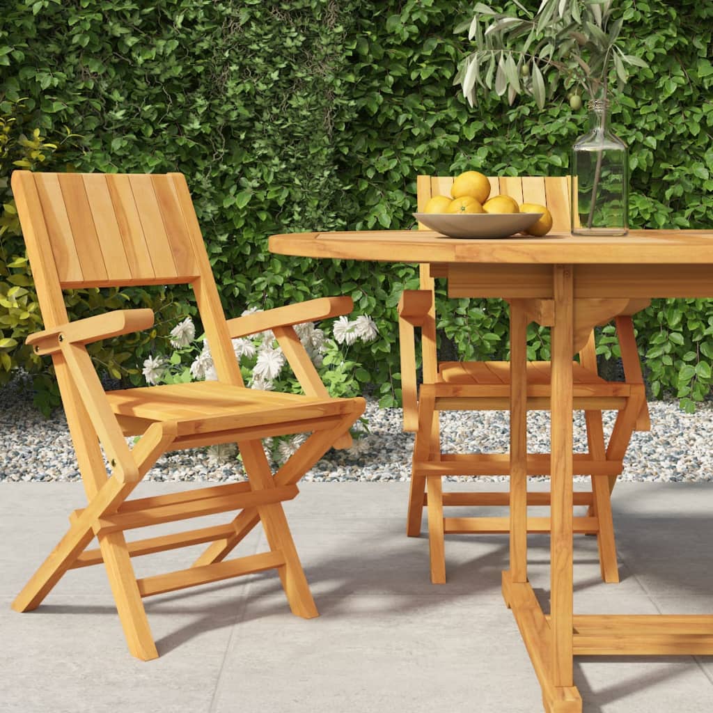 Sedie da Giardino Pieghevoli 2pz 55x61x90cm Legno Massello Teak - homemem39