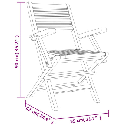 Sedie da Giardino Pieghevoli 2pz 55x62x90cm Legno Massello Teak - homemem39