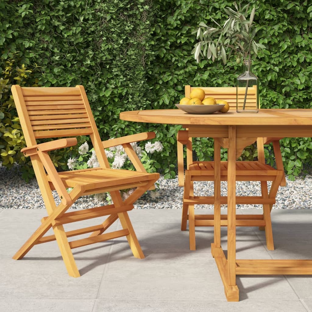 Sedie da Giardino Pieghevoli 2pz 55x62x90cm Legno Massello Teak - homemem39