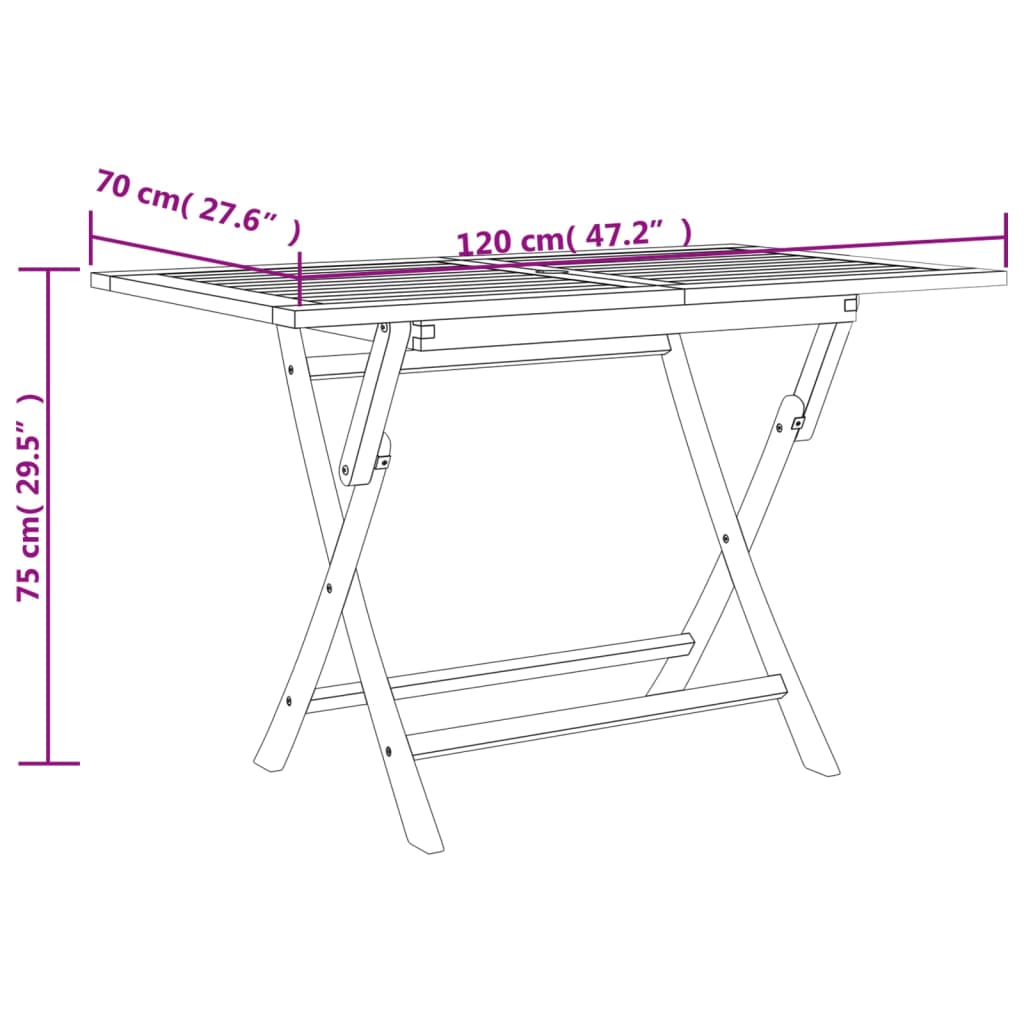 Tavolo da Giardino Pieghevole Grigio120x70x75 cm Massello Teak - homemem39