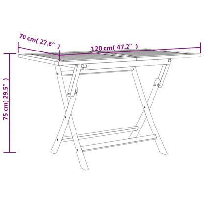 Tavolo da Giardino Pieghevole Grigio120x70x75 cm Massello Teak - homemem39