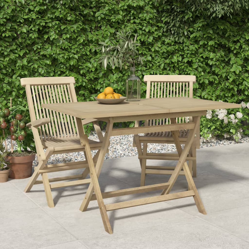 Tavolo da Giardino Pieghevole Grigio120x70x75 cm Massello Teak - homemem39