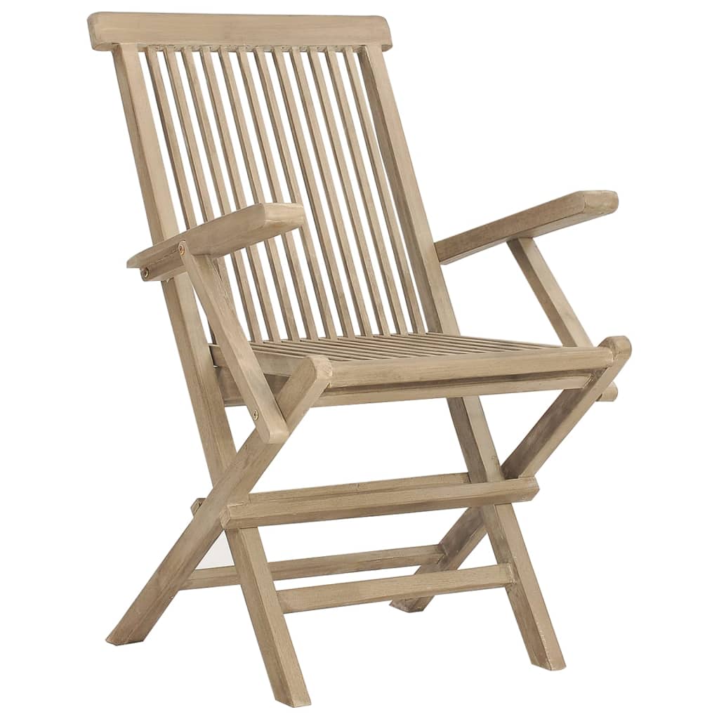 Sedie Giardino Pieghevoli 2pz Grigie 56x61x89 cm Massello Teak - homemem39