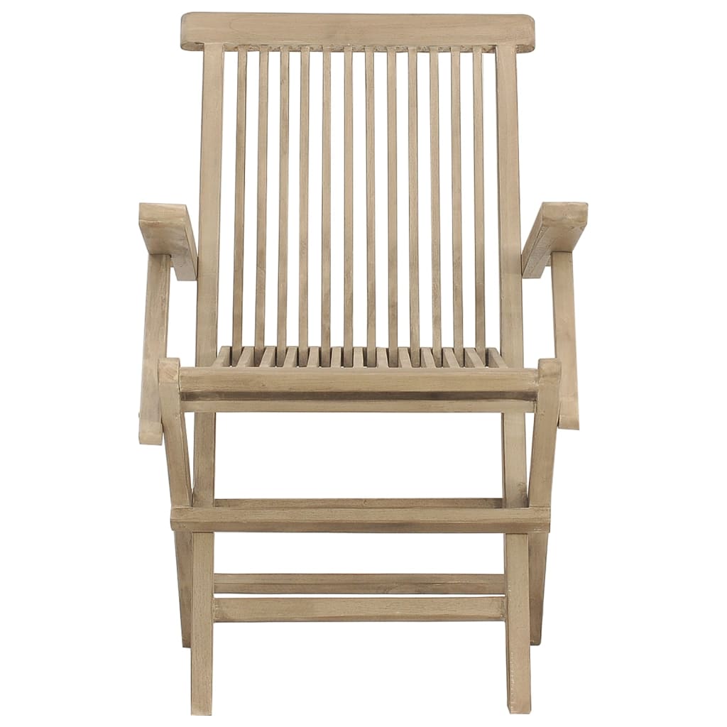 Sedie Giardino Pieghevoli 2pz Grigie 56x61x89 cm Massello Teak - homemem39