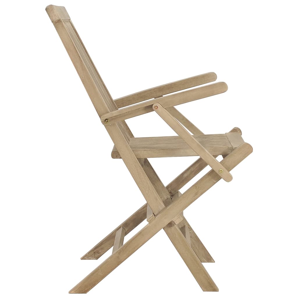 Sedie Giardino Pieghevoli 2pz Grigie 56x61x89 cm Massello Teak - homemem39