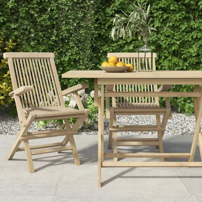 Sedie Giardino Pieghevoli 2pz Grigie 56x61x89 cm Massello Teak - homemem39