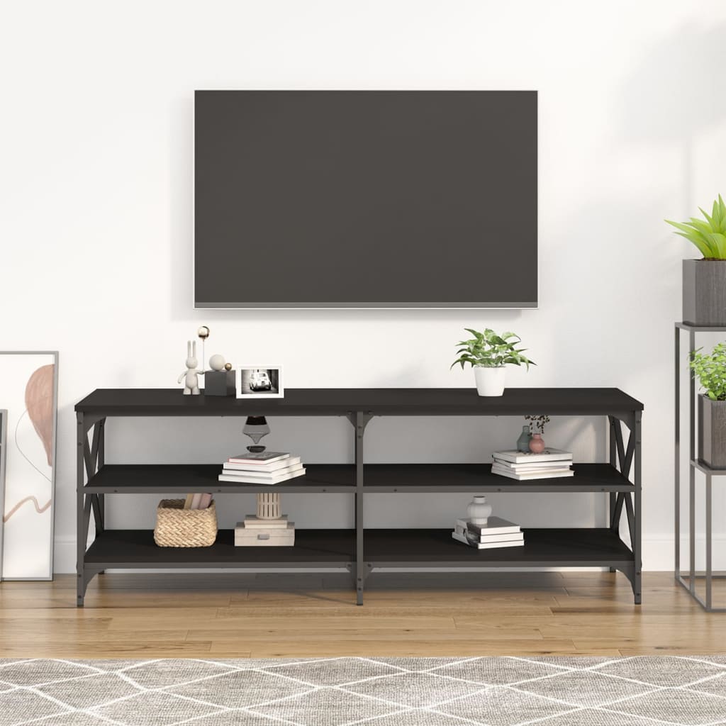 Mobile Porta TV Nero 140x40x50 cm in Legno Multistrato - homemem39