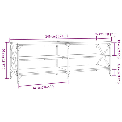 Mobile Porta TV Nero 140x40x50 cm in Legno Multistrato - homemem39