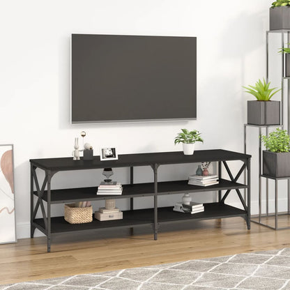 Mobile Porta TV Nero 140x40x50 cm in Legno Multistrato - homemem39