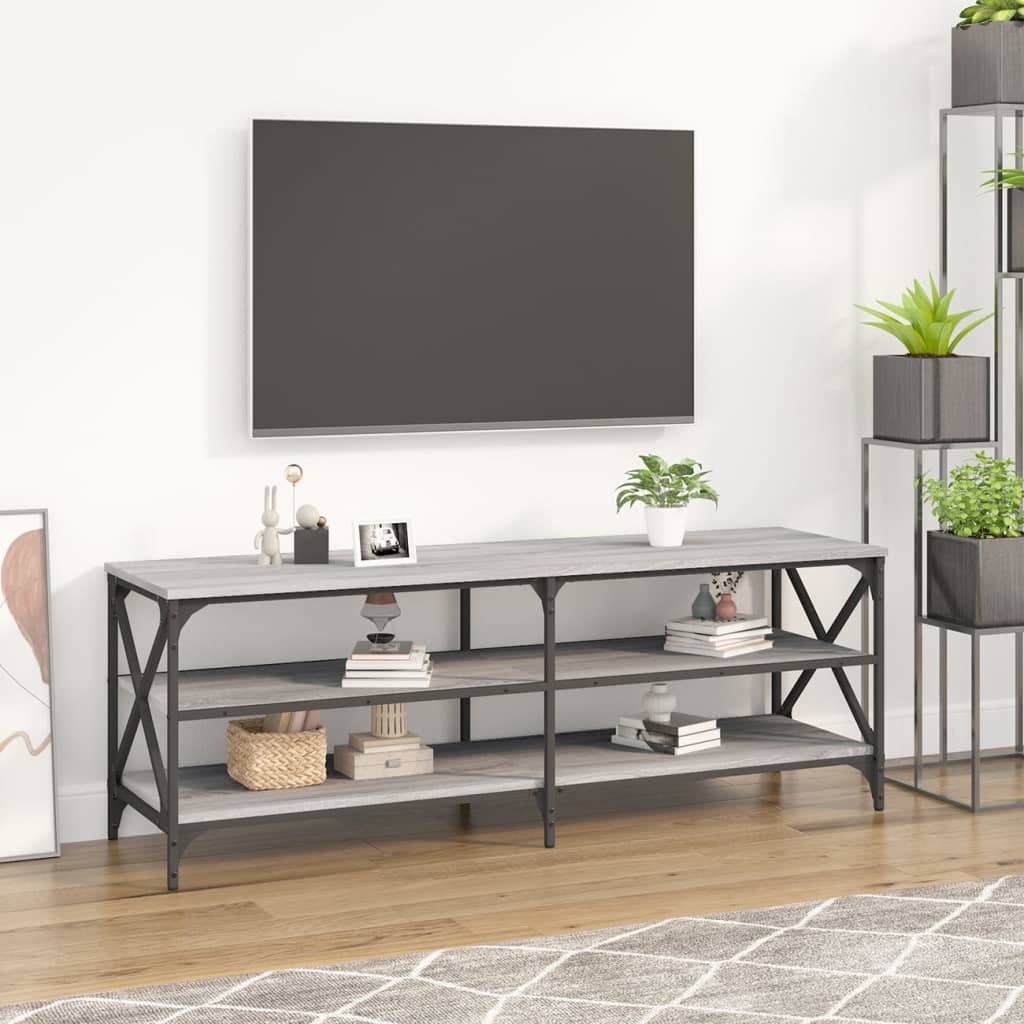 Mobile TV Grigio Sonoma 140x40x50 cm in Legno Multistrato - homemem39