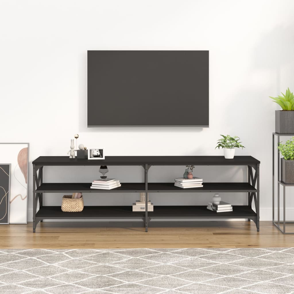 Mobile Porta TV Nero 160x40x50 cm in Legno Multistrato - homemem39