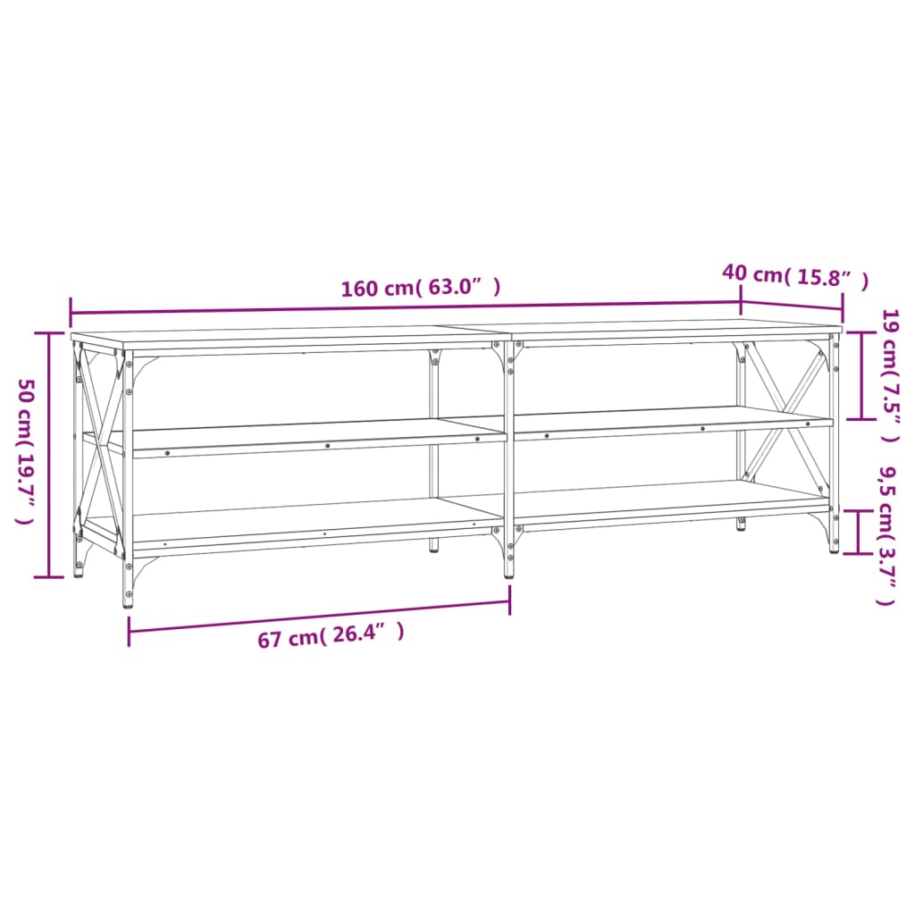 Mobile Porta TV Nero 160x40x50 cm in Legno Multistrato - homemem39