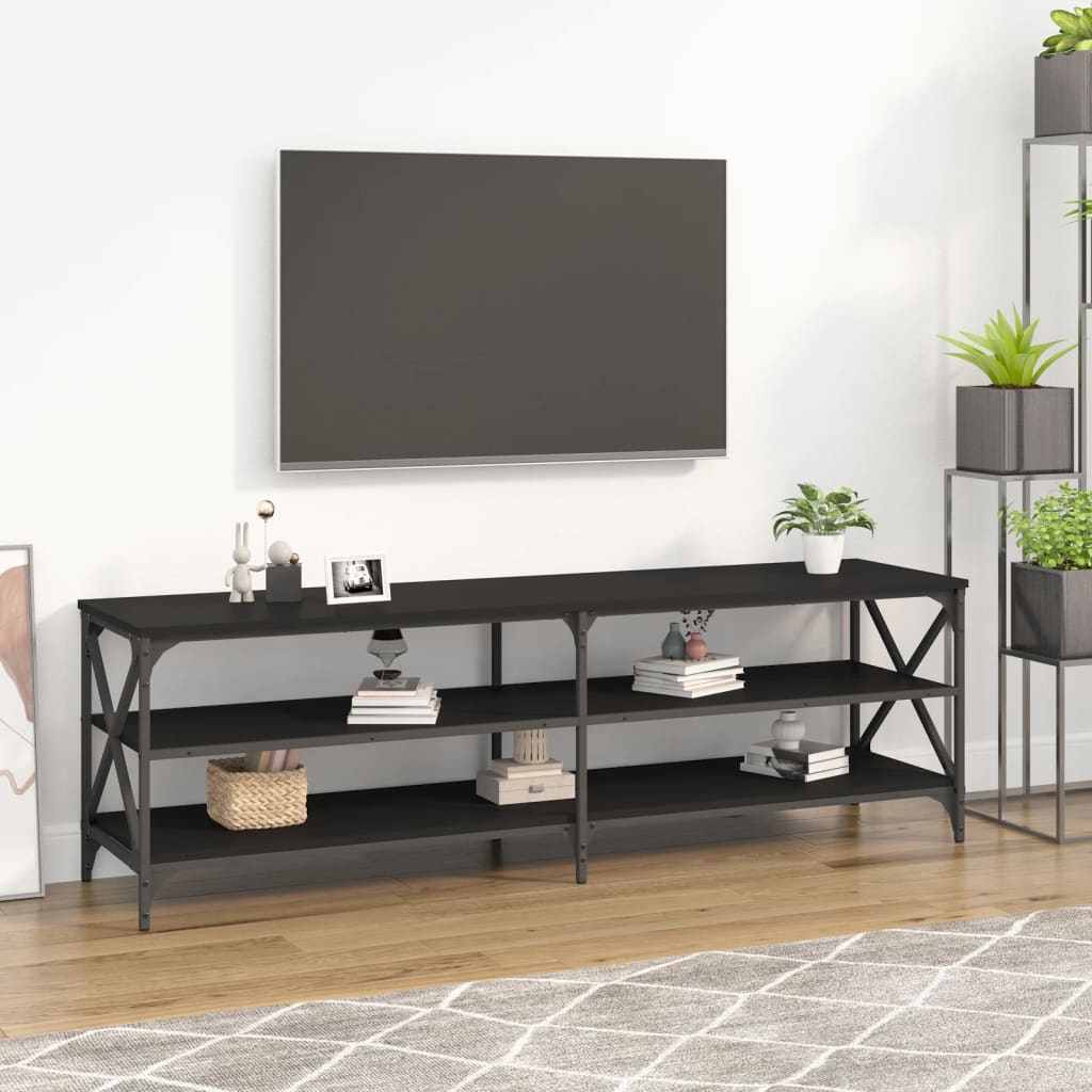 Mobile Porta TV Nero 160x40x50 cm in Legno Multistrato - homemem39