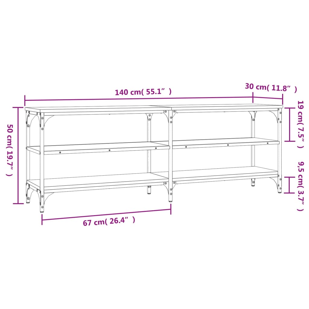 Mobile Porta TV Nero 140x30x50 cm in Legno Multistrato - homemem39