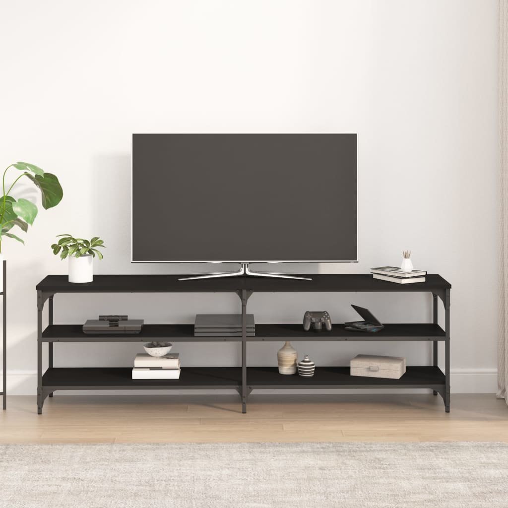 Mobile Porta TV Nero 160x30x50 cm in Legno Multistrato - homemem39