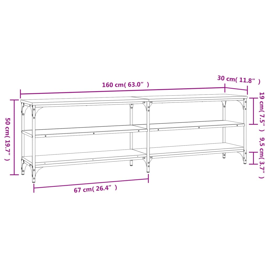 Mobile Porta TV Nero 160x30x50 cm in Legno Multistrato - homemem39