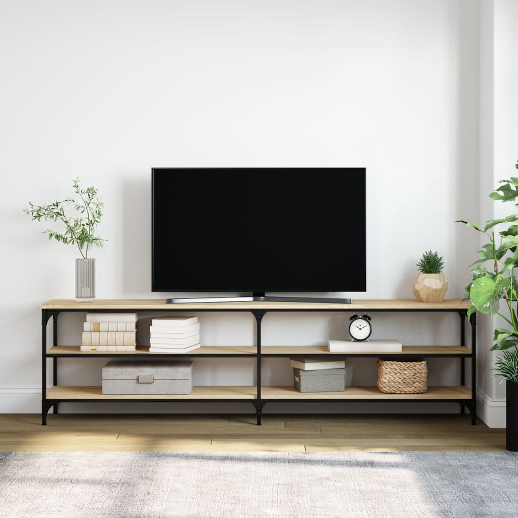 Mobile TV Rovere Sonoma 180x30x50cm Legno Multistrato e Metallo - homemem39