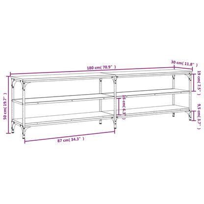 Mobile TV Rovere Sonoma 180x30x50cm Legno Multistrato e Metallo - homemem39