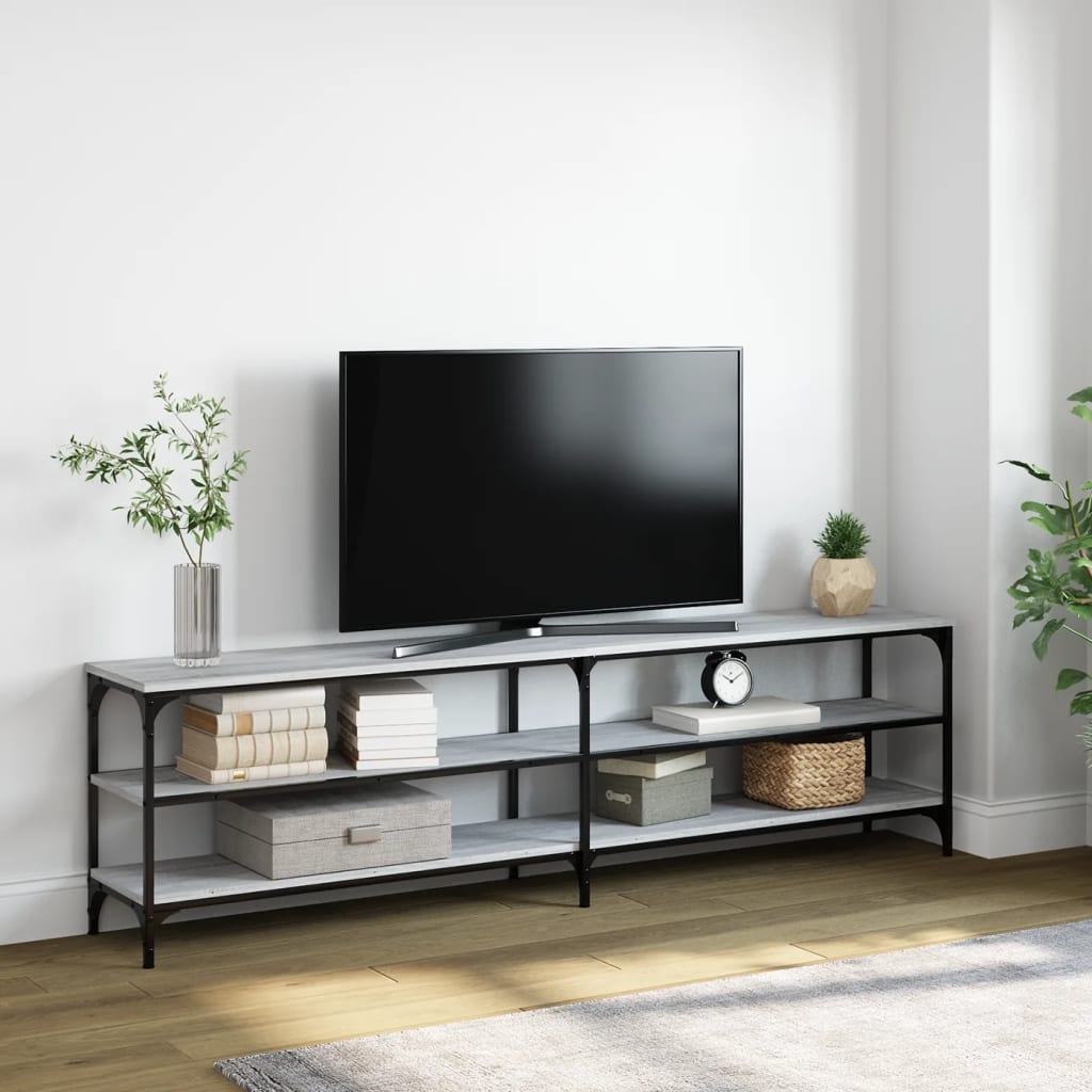 Mobile TV Grigio Sonoma 180x30x50cm Legno Multistrato e Metallo - homemem39