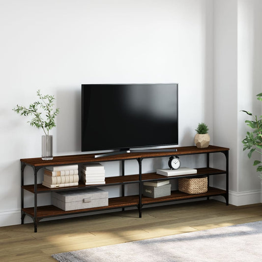 Mobile TV Rovere Marrone 180x30x50cm Legno Multistrato Metallo - homemem39