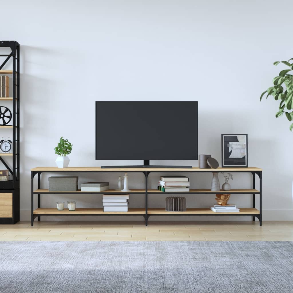 Mobile TV Rovere Sonoma 200x30x50cm Legno Multistrato e Metallo - homemem39