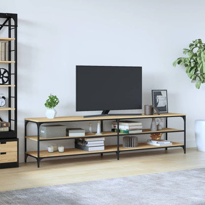 Mobile TV Rovere Sonoma 200x30x50cm Legno Multistrato e Metallo - homemem39