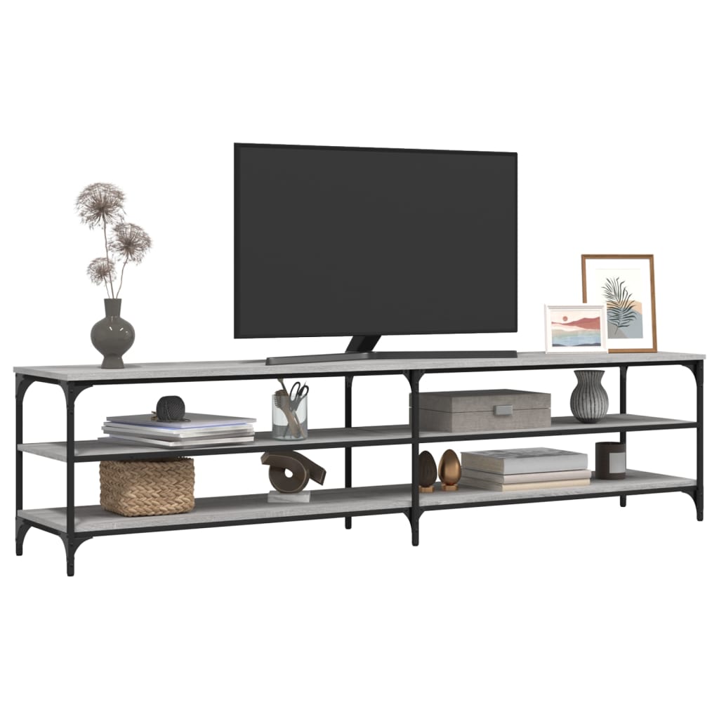 Mobile TV Grigio Sonoma 200x30x50cm Legno Multistrato e Metallo - homemem39