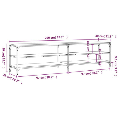 Mobile TV Grigio Sonoma 200x30x50cm Legno Multistrato e Metallo - homemem39