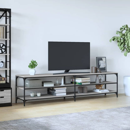 Mobile TV Grigio Sonoma 200x30x50cm Legno Multistrato e Metallo - homemem39