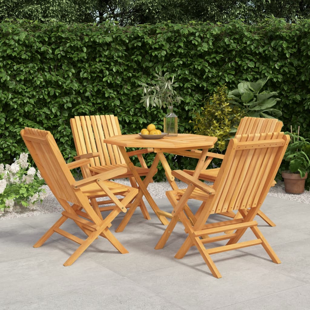 Set da Pranzo per Giardino 5 pz in Legno Massello di Teak - homemem39