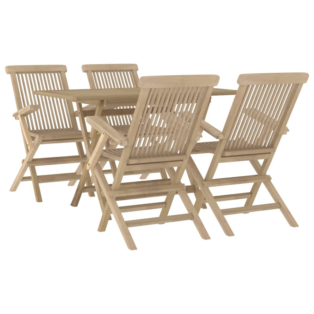 Set da Pranzo per Giardino 5pz Grigio in Legno Massello di Teak - homemem39