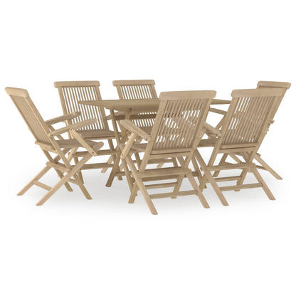 Set da Pranzo da Giardino 7 pz Grigio in Legno Massello di Teak - homemem39