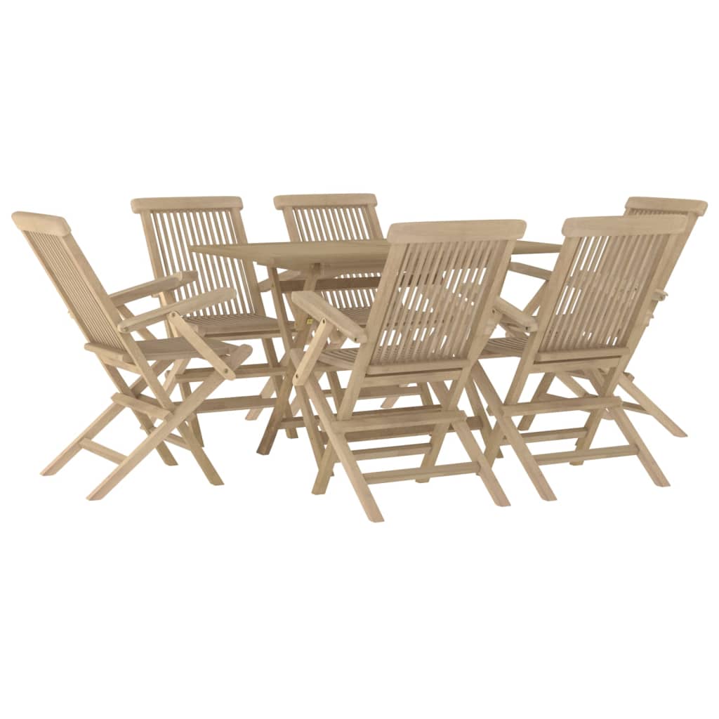 Set da Pranzo da Giardino 7 pz Grigio in Legno Massello di Teak - homemem39