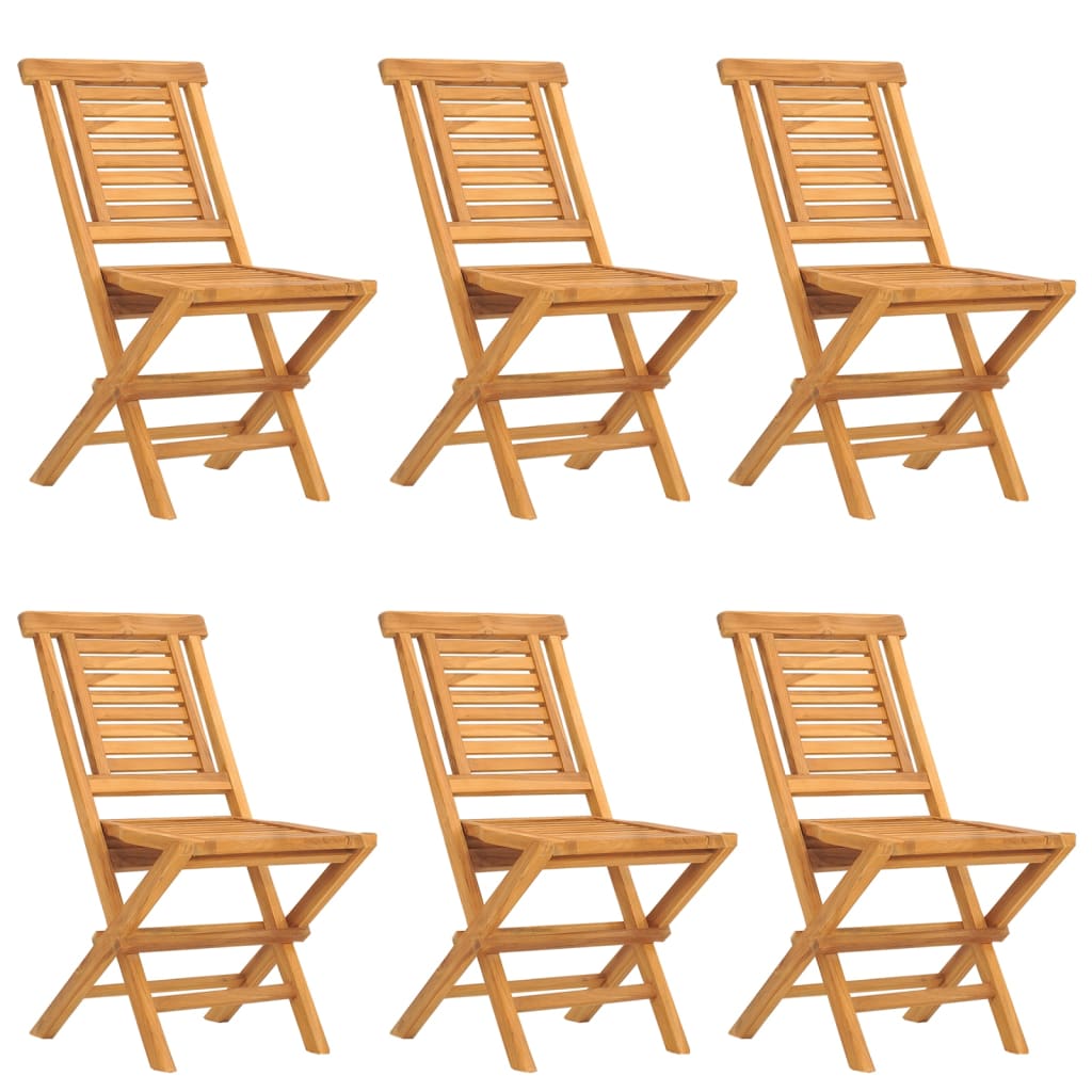 Sedie da Giardino Pieghevoli 6pz 47x63x90cm Legno Massello Teak - homemem39