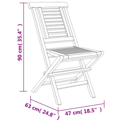 Sedie da Giardino Pieghevoli 8pz 47x63x90cm Legno Massello Teak - homemem39